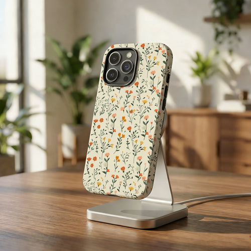 Pastel Cottage Floral Magnetic 2 In 1 Shockproof Case For iPhone Compatible With Magsafe Cover