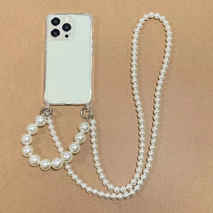 Luxury Pearl Chain Crossbody Strap Shockproof Acrylic Lanyard Phone Case For iPhone