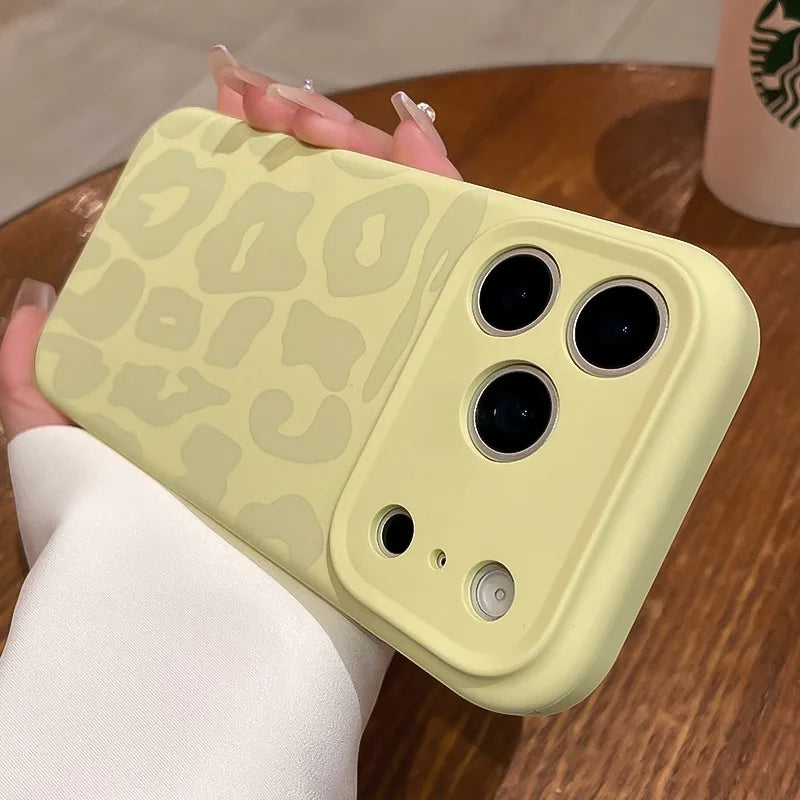 Leopard Liquid Silicone iPhone Case with Camera Control