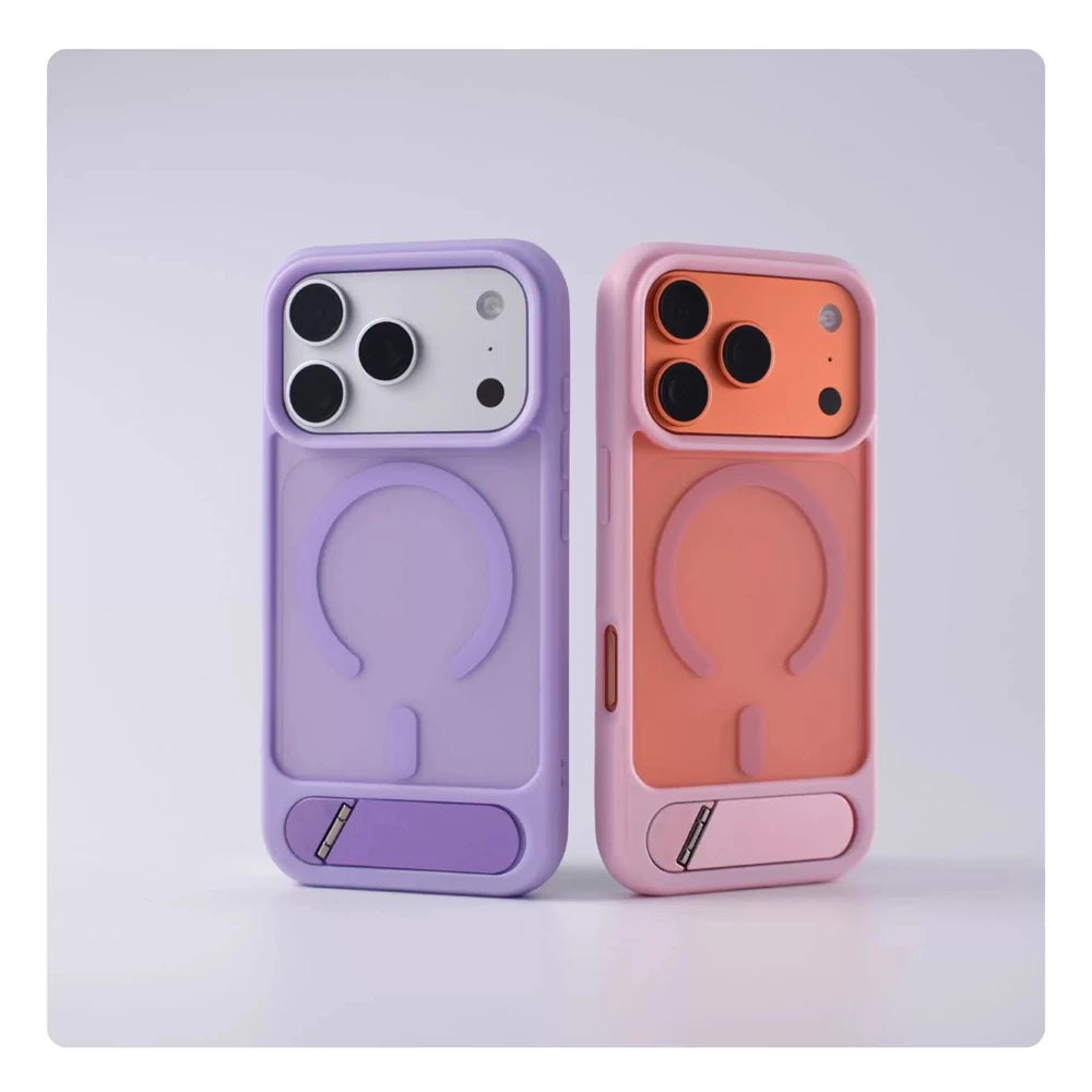 Matte Translucent MagSafe iPhone Case, Metal Holder Bumper