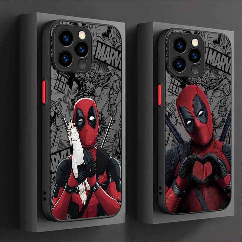 Fun Marvel Deadpool Matte Hard Phone Case For iPhone