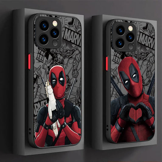 Fun Marvel Deadpool Matte Hard Phone Case For iPhone