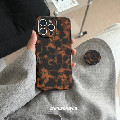 Stylish Dark Color Tortoiseshell Amber Soft Glossy Cover Case For iPhone