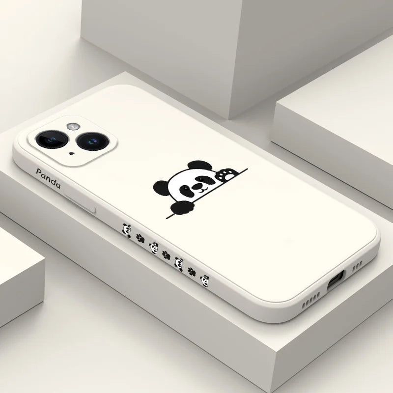 Panda Cute Label Phone Case For iPhone Silicone Cover