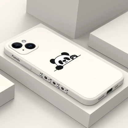 Panda Cute Label Phone Case For iPhone Silicone Cover