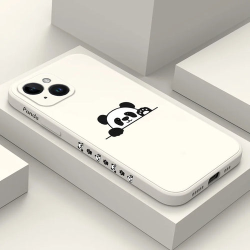Panda Cute Label Phone Case For iPhone Silicone Cover
