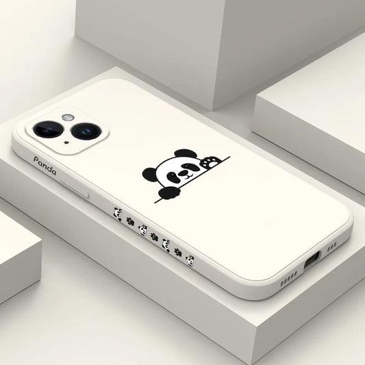 Panda Cute Label Phone Case For iPhone Silicone Cover