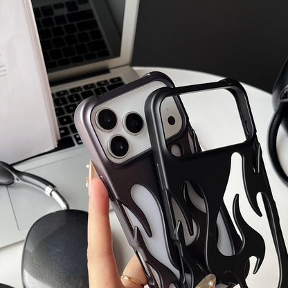 3D Flame Pattern Hollow Phone Case For iPhone Slim Shockproof Back Cover Fashion Soft TPU
