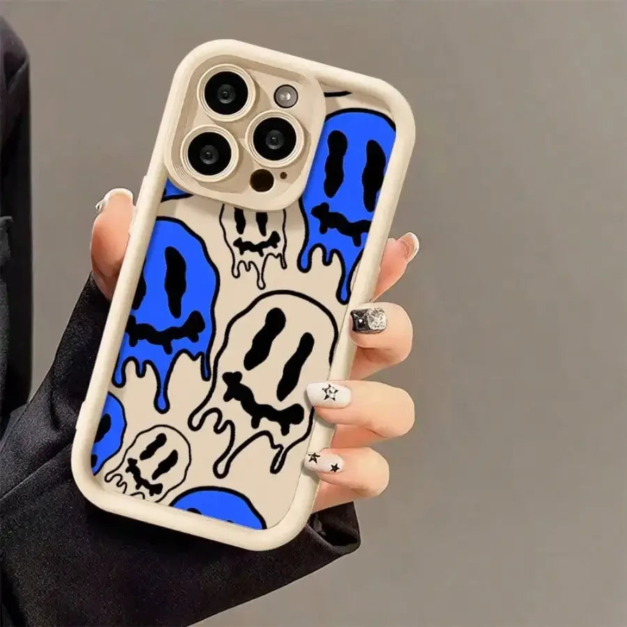 Soft Case For iPhone Blue And White With Black Case
