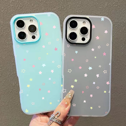Cute Pastel Color Colorful Star Pattern Phone Case For iPhone