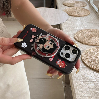 Fashion Cute Black Cry Girl Magnetic Phone Case For iPhone