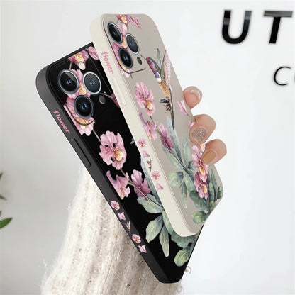 Painted Flowers Birds Phone Case For iPhone