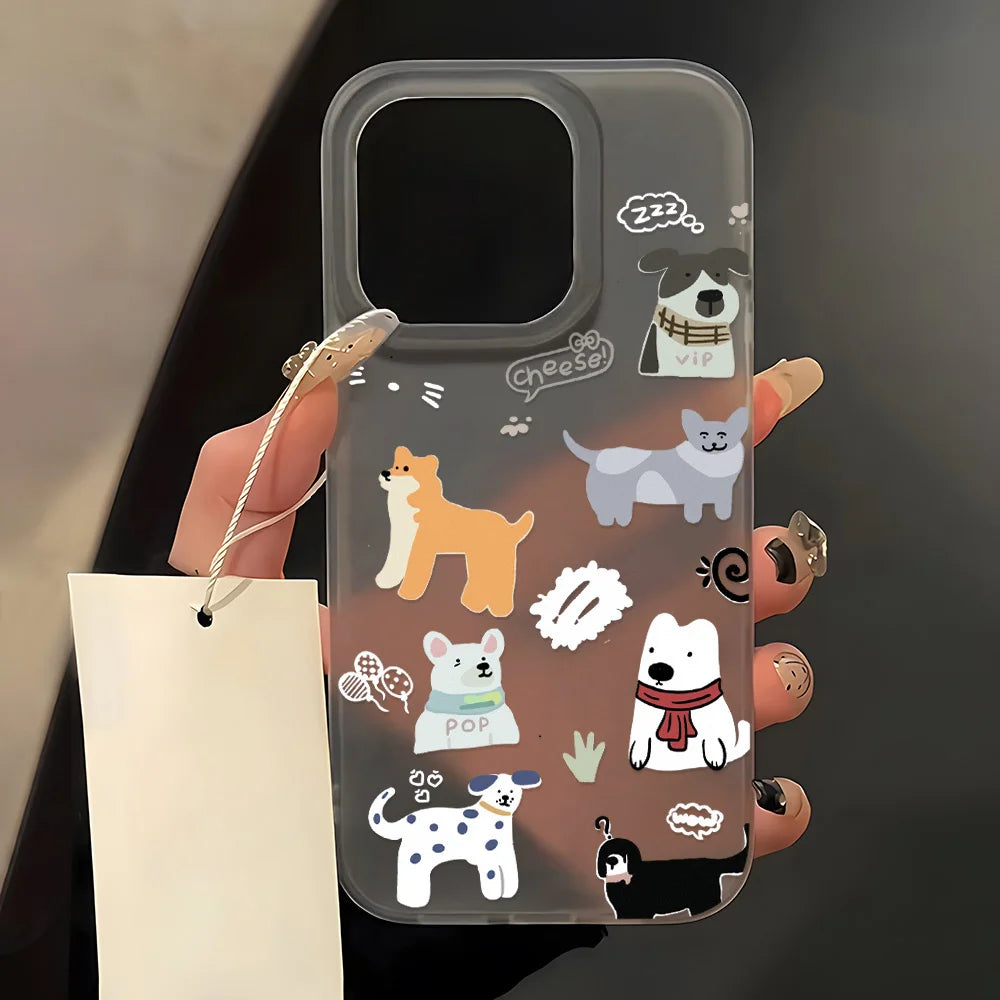 Cartoon Cute Label Dog Silicone Phone Case For iPhone