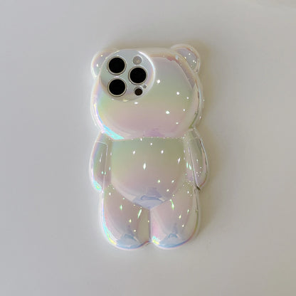 INS Cute 3D Gradient Electroplated Bear Phone Case Suitable For iPhone