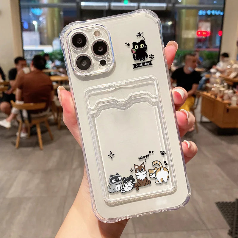 Soft Card Slot Bag Holder Phone Case For iPhone