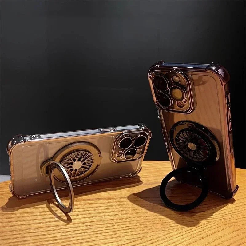 Luxury Magnetic Rotating Gyroscopic Bracket Phone Case For iPhone