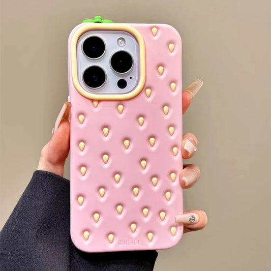 Fashion Cute 3D Pink Strawberry Soft Silicone Phone Case