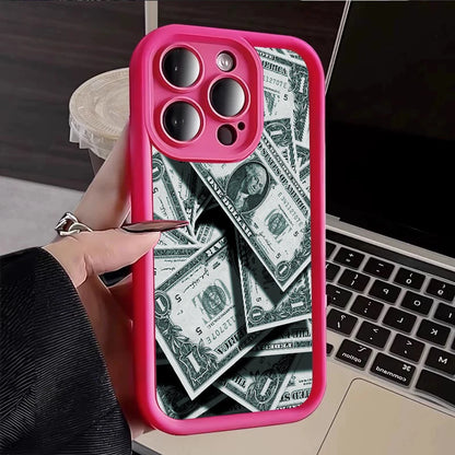 Pink Dollars Full-Coverage Banknote Design Silicone Phone Case For iPhone