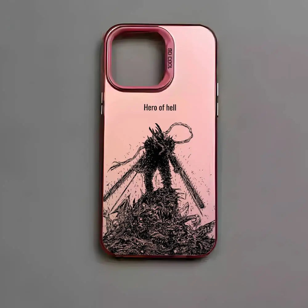Anime Chainsaw Man iPhone Case – Multicolor Metallic Matte Finish