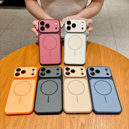 Shockproof Frosted Contrast Color Magnetic Case For iPhone