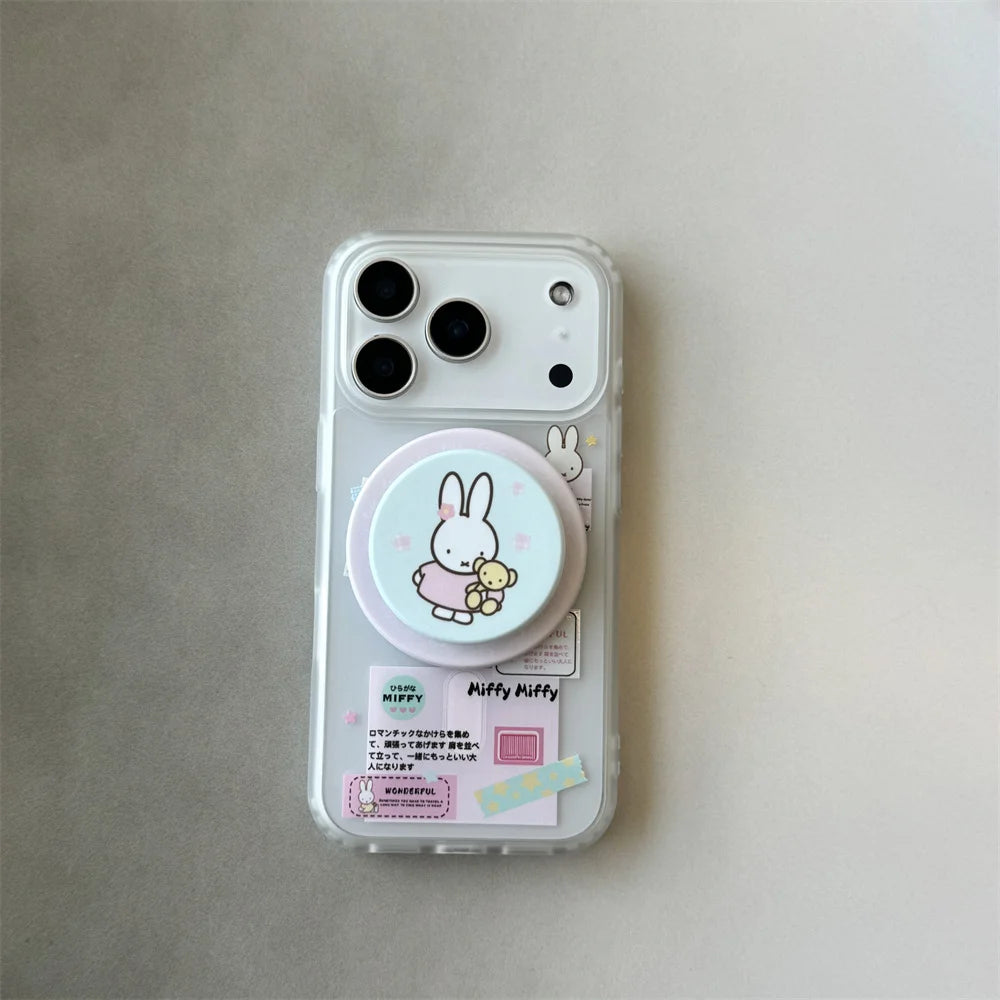 Korean Cute Rabbit MagSafe Card Holder iPhone Case