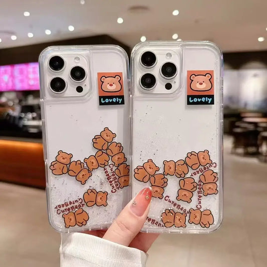 Multiple Brown Teddy Bear Sand Shell Phone Case