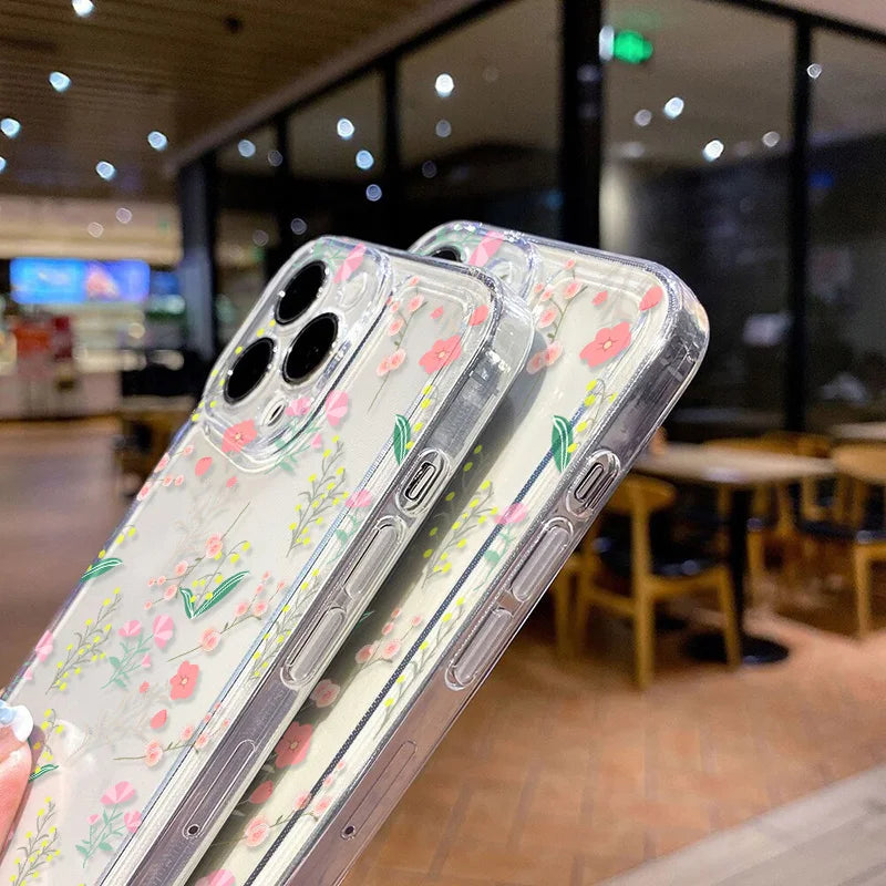 Clear Phone Cases Fundas Flower Soft Back Cover For iPhone