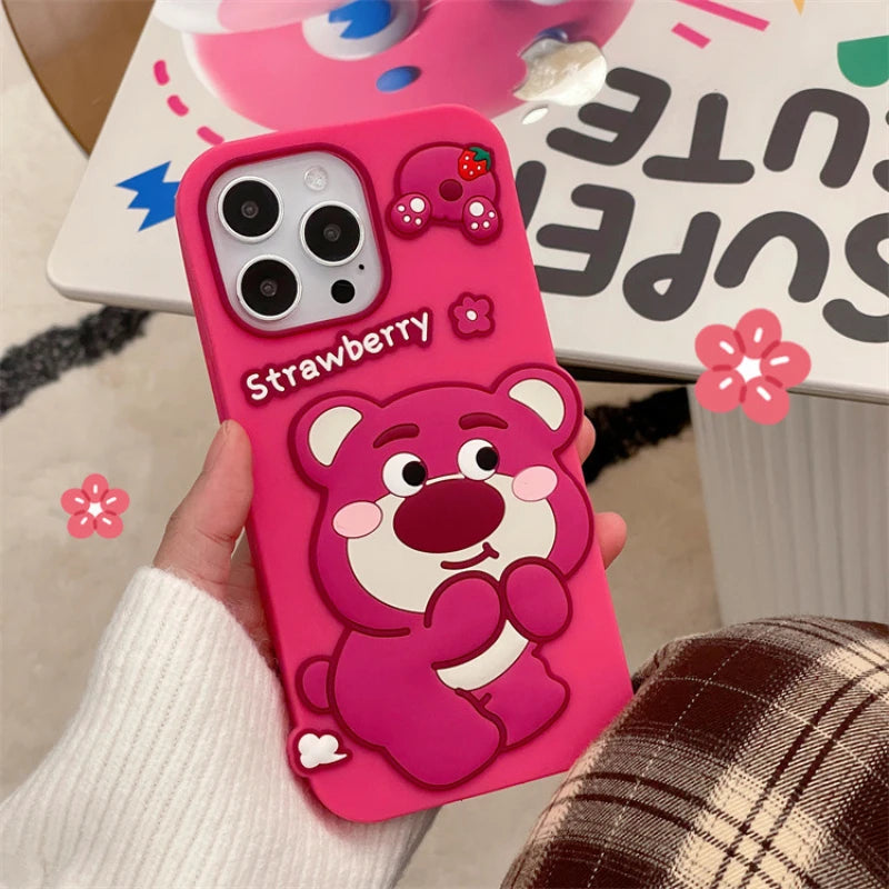 Cute Cartoon Strawberr Bear Phone Case For iPhone