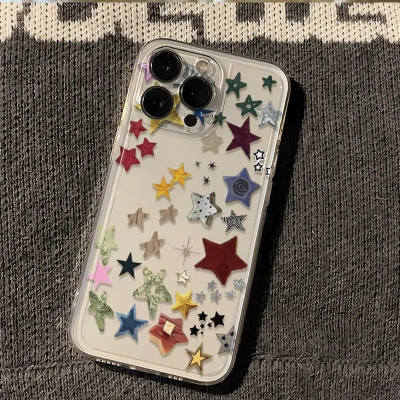 Ins Korean Creative Star Phone Case For iPhone Shockproof Transparent Cover