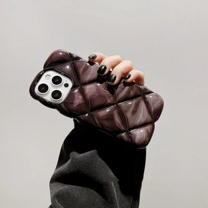 Fashion Gradient Glitter Cubes Grid Pattern Phone Case