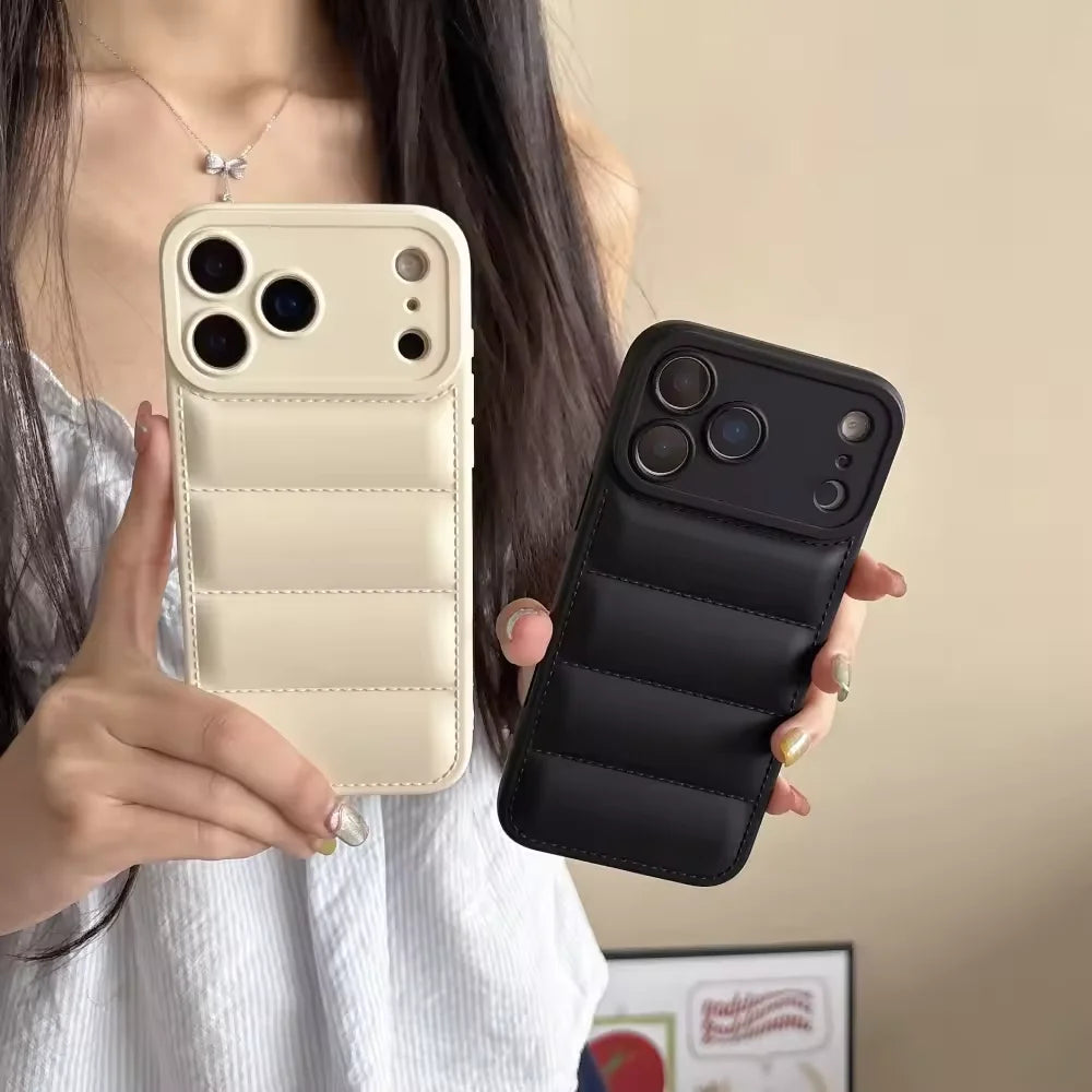 Luxury Down Jacket Silicone Shockproof Case For iPhone