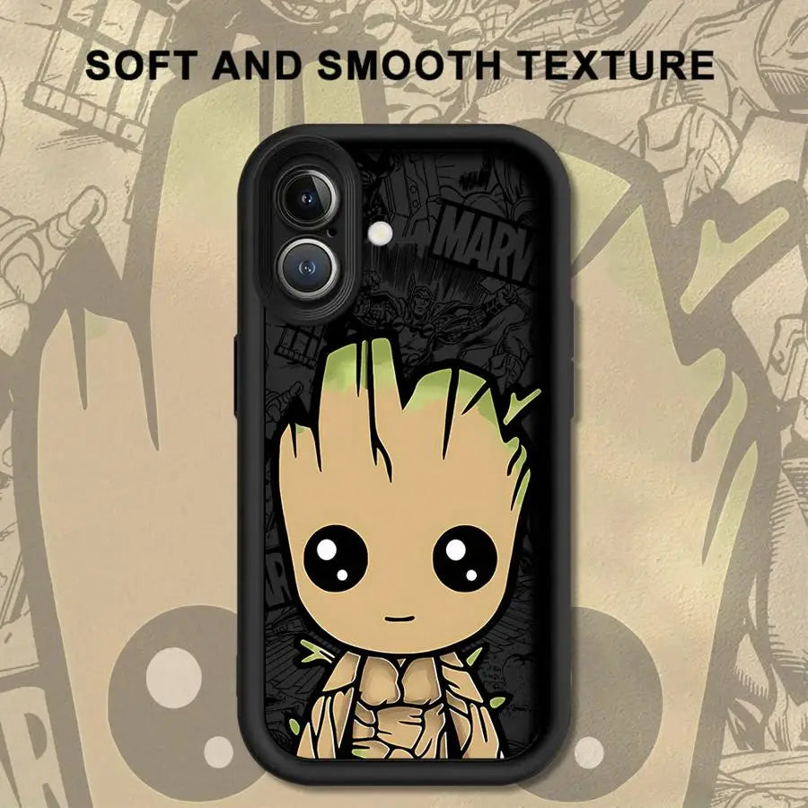 Marvel Cartoon Groot Iron Man Soft Cover Phone Case For iPhone