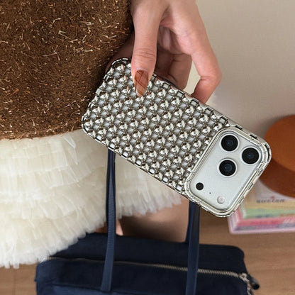 Creative Advanced Stereoscopic Hollow Out Pearl Round Bead Shock Proof Phone Cover Case For iPhone