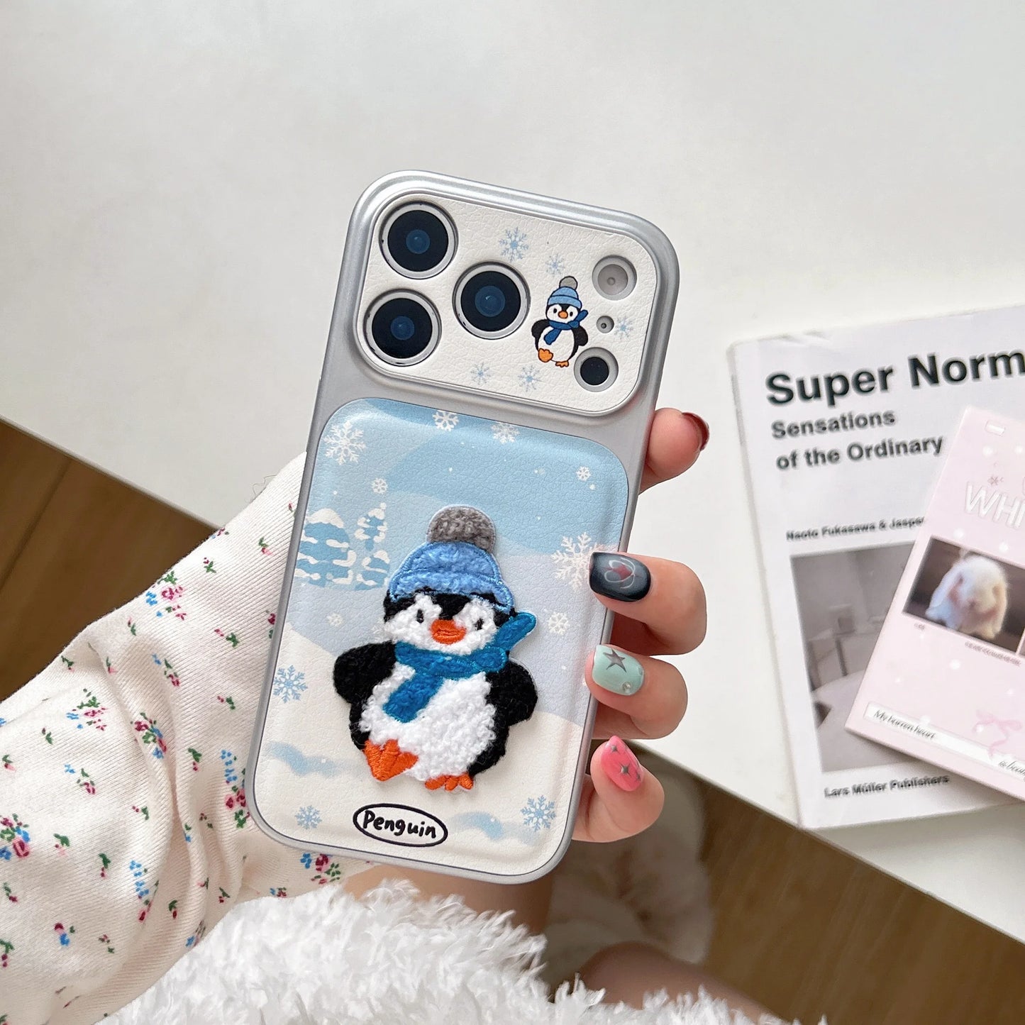 Embroidered Plush Penguin Phone Case For iPhone