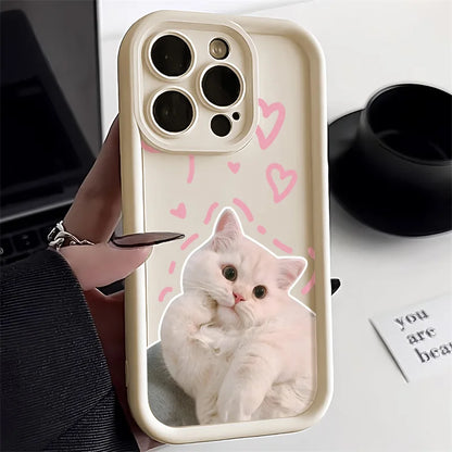 Candy Color Cute Cat Phone Case For iPhone