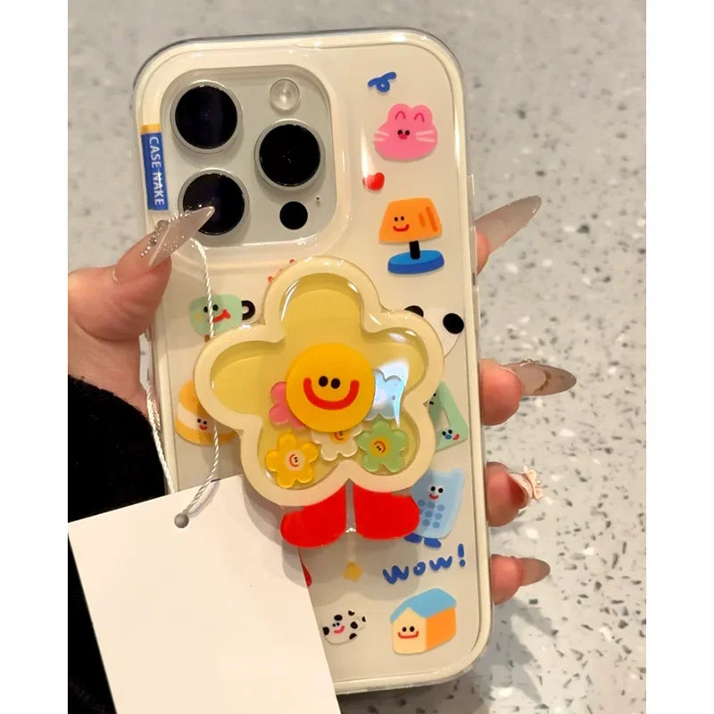 Doodle Funny Flower Bracket Phone Case