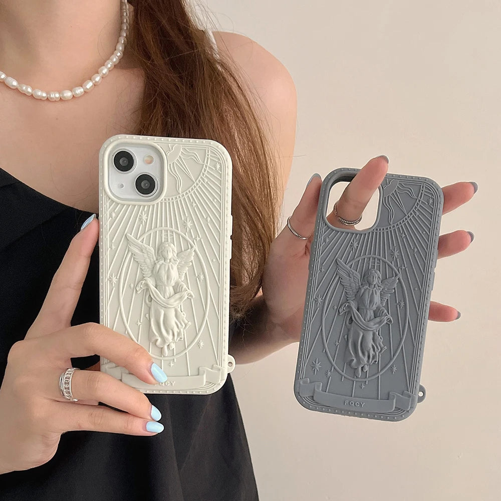 Retro Artwork 3D Angel Statue Phone Case