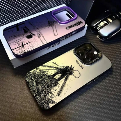 Anime Chainsaw Man iPhone Case – Multicolor Metallic Matte Finish