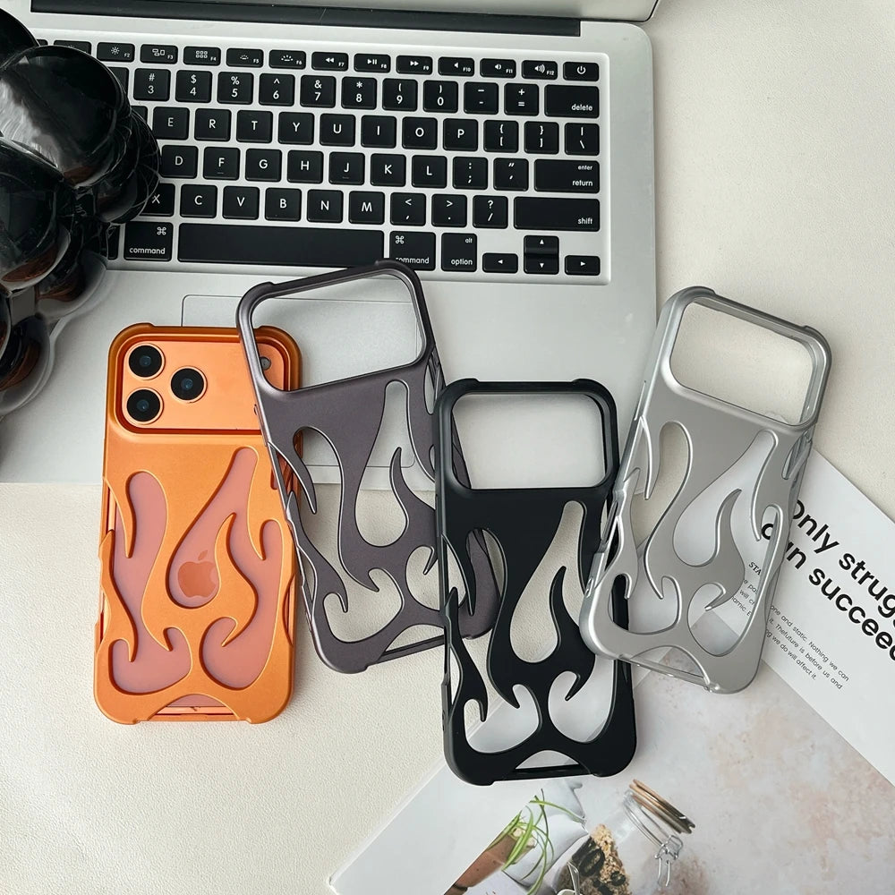3D Flame Pattern Hollow Phone Case For iPhone Slim Shockproof Back Cover Fashion Soft TPU