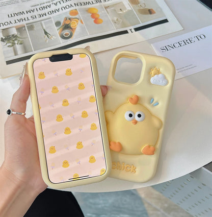 Funny Cute Yellow Chick Cartoon Silicone Phone Case