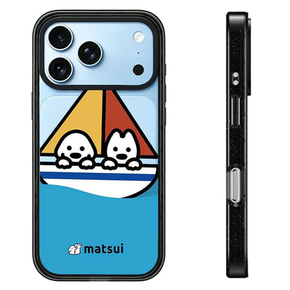 Cartoon Sailboat Companion Dog Impact Black Border Magnetic Phone Case Cover For iPhone