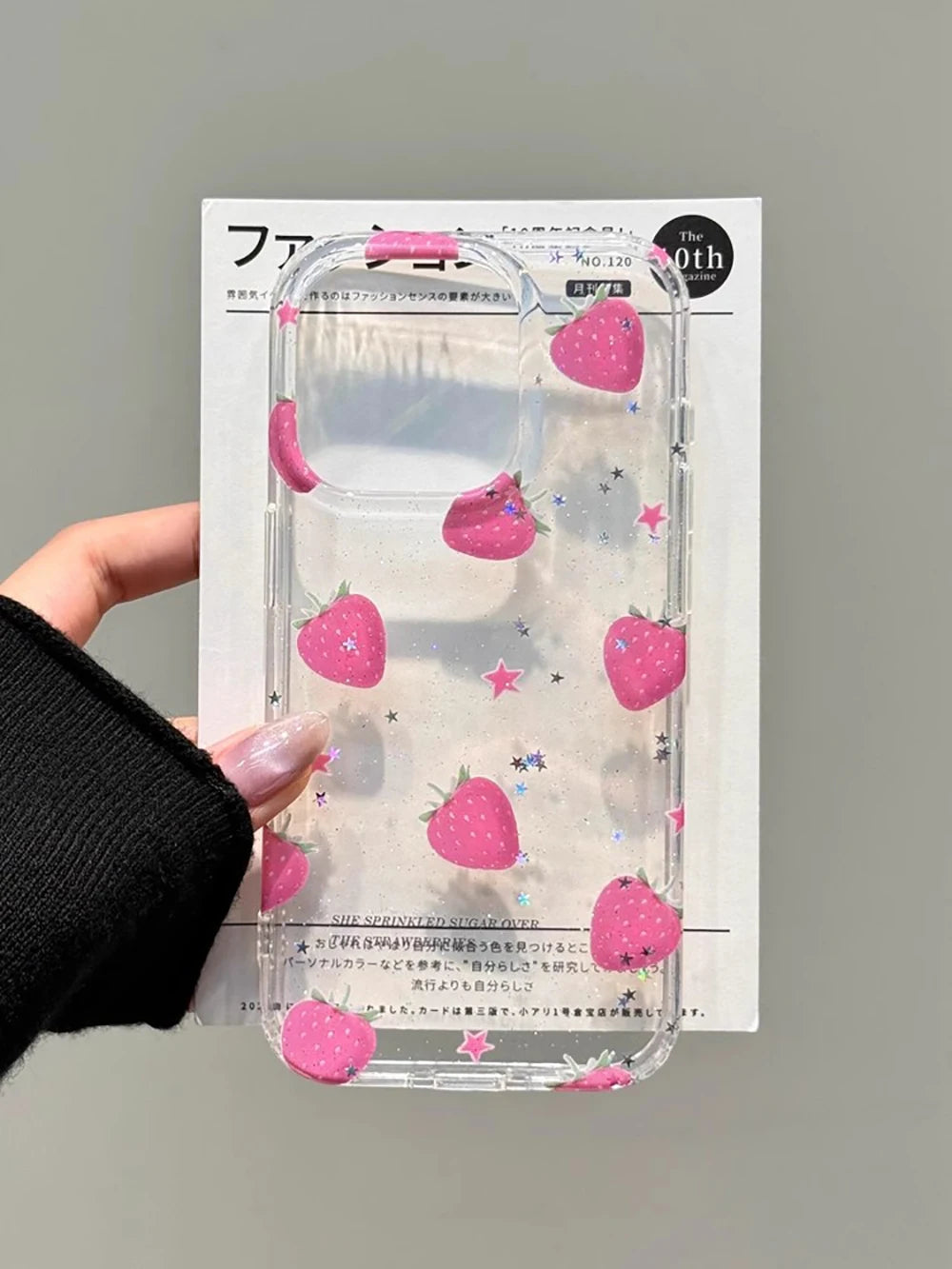 Glitter Strawberry With 3D Dangle Shockproof Cute Phone Case