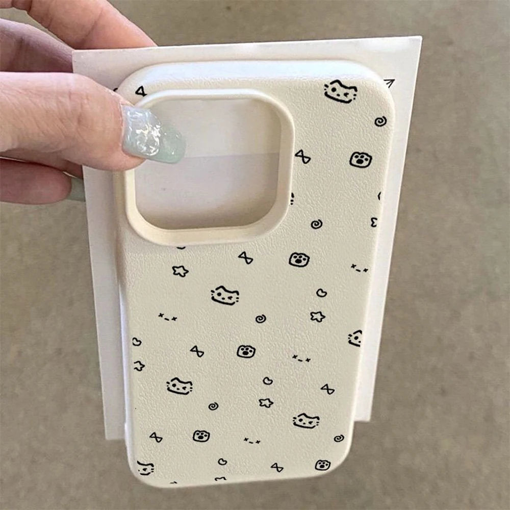 Lovely Bear iPhone Case with Litchi Leather Texture