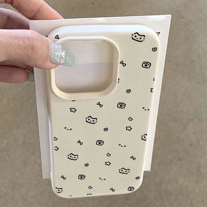 Lovely Bear iPhone Case With Litchi Leather Texture