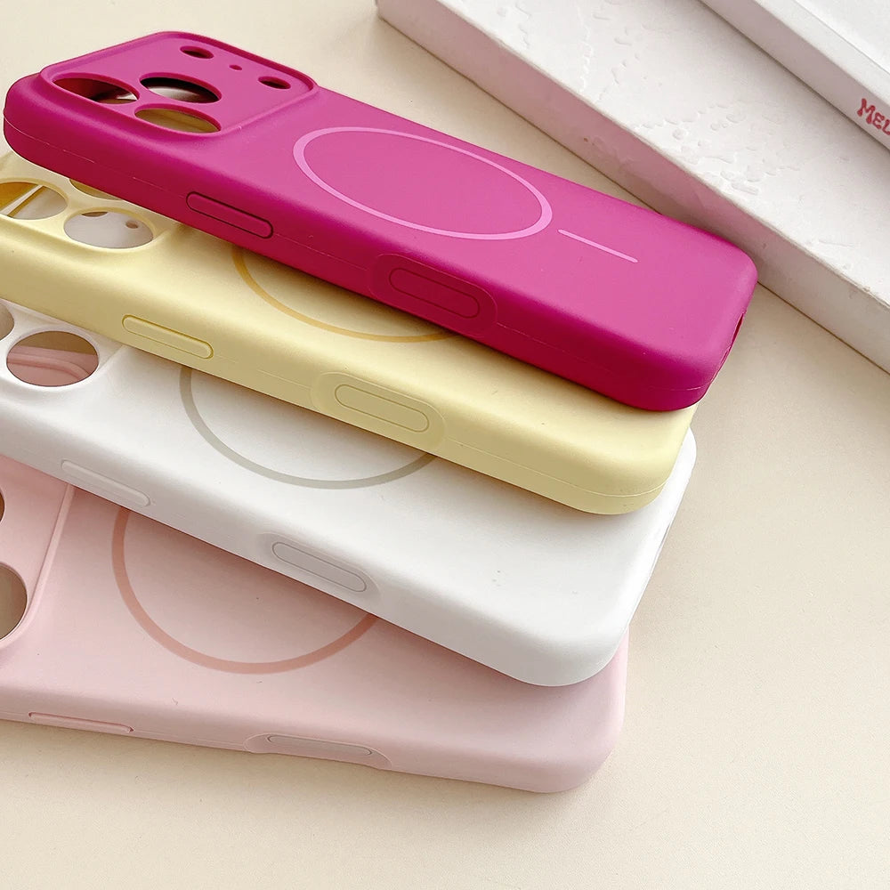 For Magsafe Magnetic Wireless Charging Solid Color Silicone Phone Case For iPhone