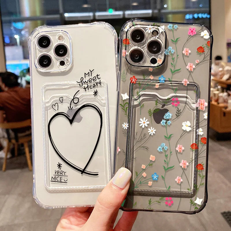 Soft Card Slot Bag Holder Phone Case For iPhone