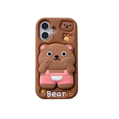 High Quality 3D Cute Bear Cartoon Stand Holder Phone Case