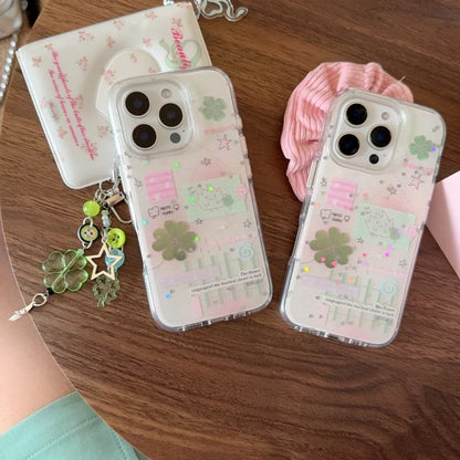 Four-Leaf Clover Pattern IMD Phone Case For IPhone