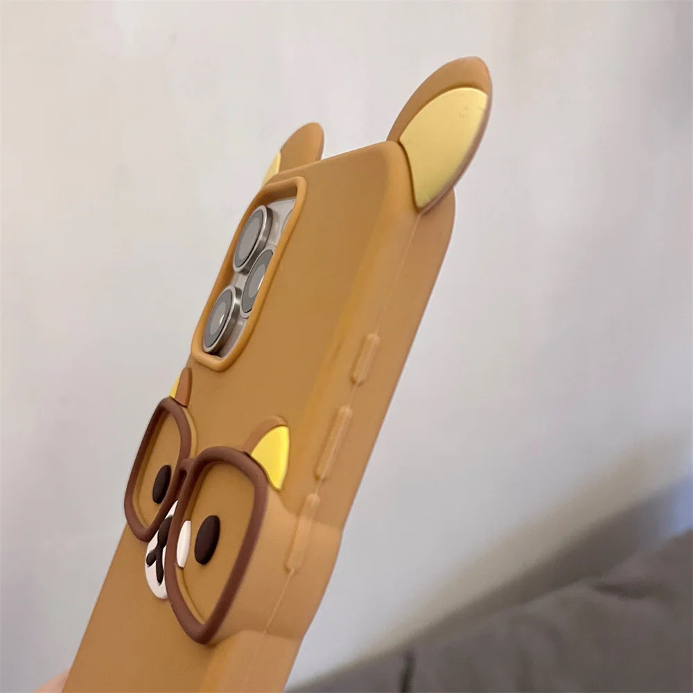 Cute 3D Cartoon Glasses Rilakkuma Bear Phone Case