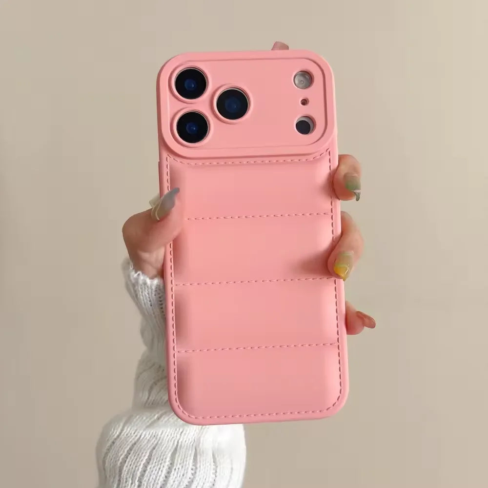 Luxury Down Jacket Silicone Shockproof Case For iPhone